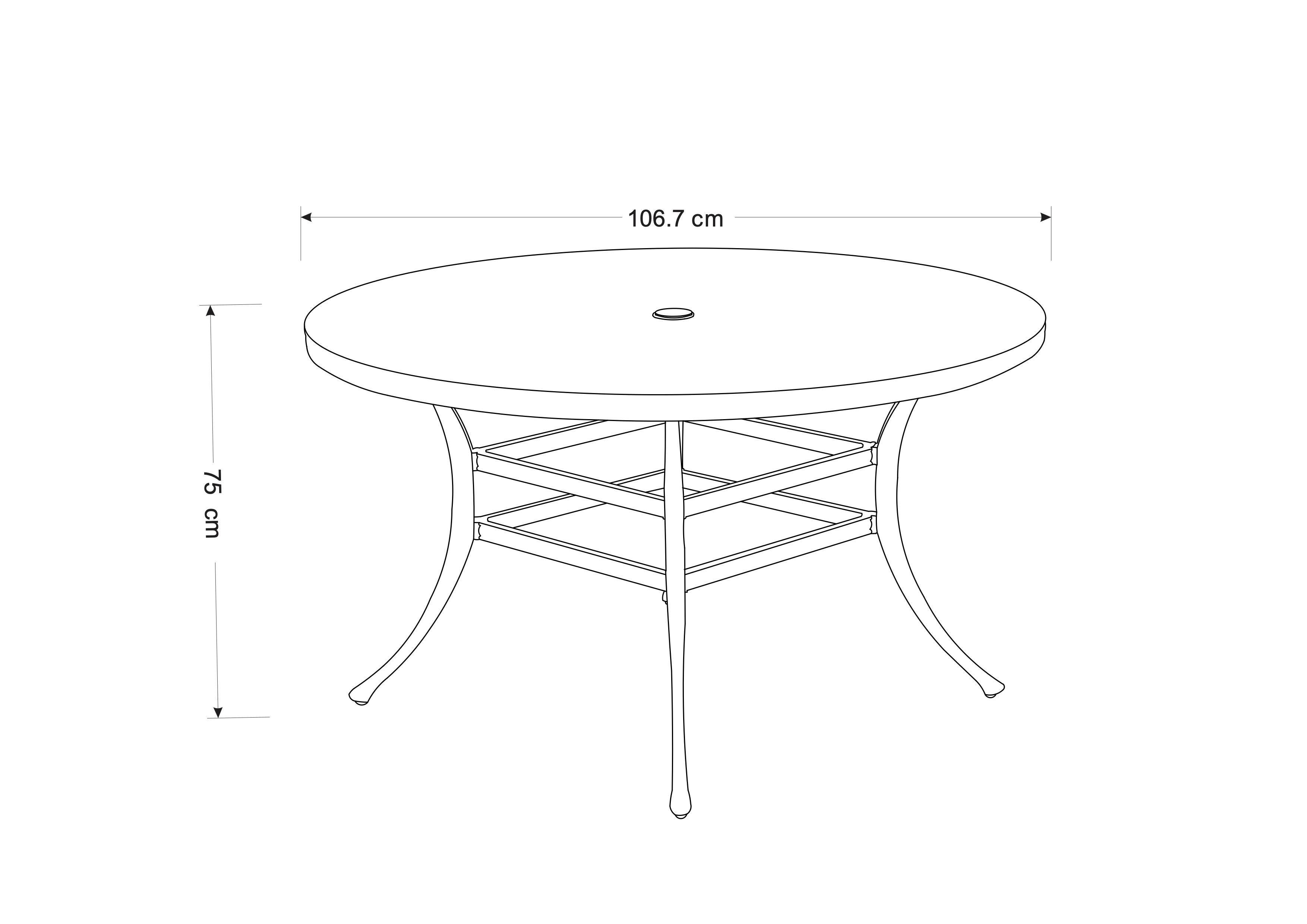 Buxton 4 Seat Round Dining Set dimensions